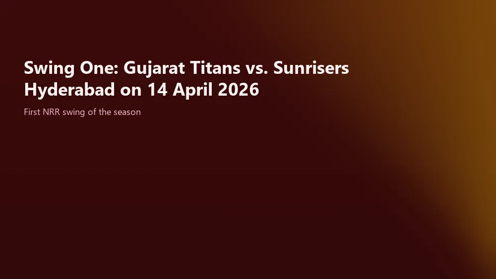 Swing One: Gujarat Titans vs. Sunrisers Hyderabad on 14 April 2026